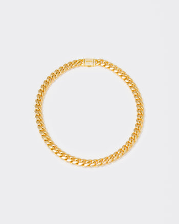 18k yellow gold coated cuban chain choker with hand-set micropavé stones in white